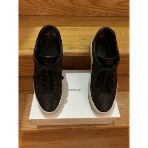 Vince Leather Sneakers Size 9 For Women Black Color With Rubber Soles With Box
